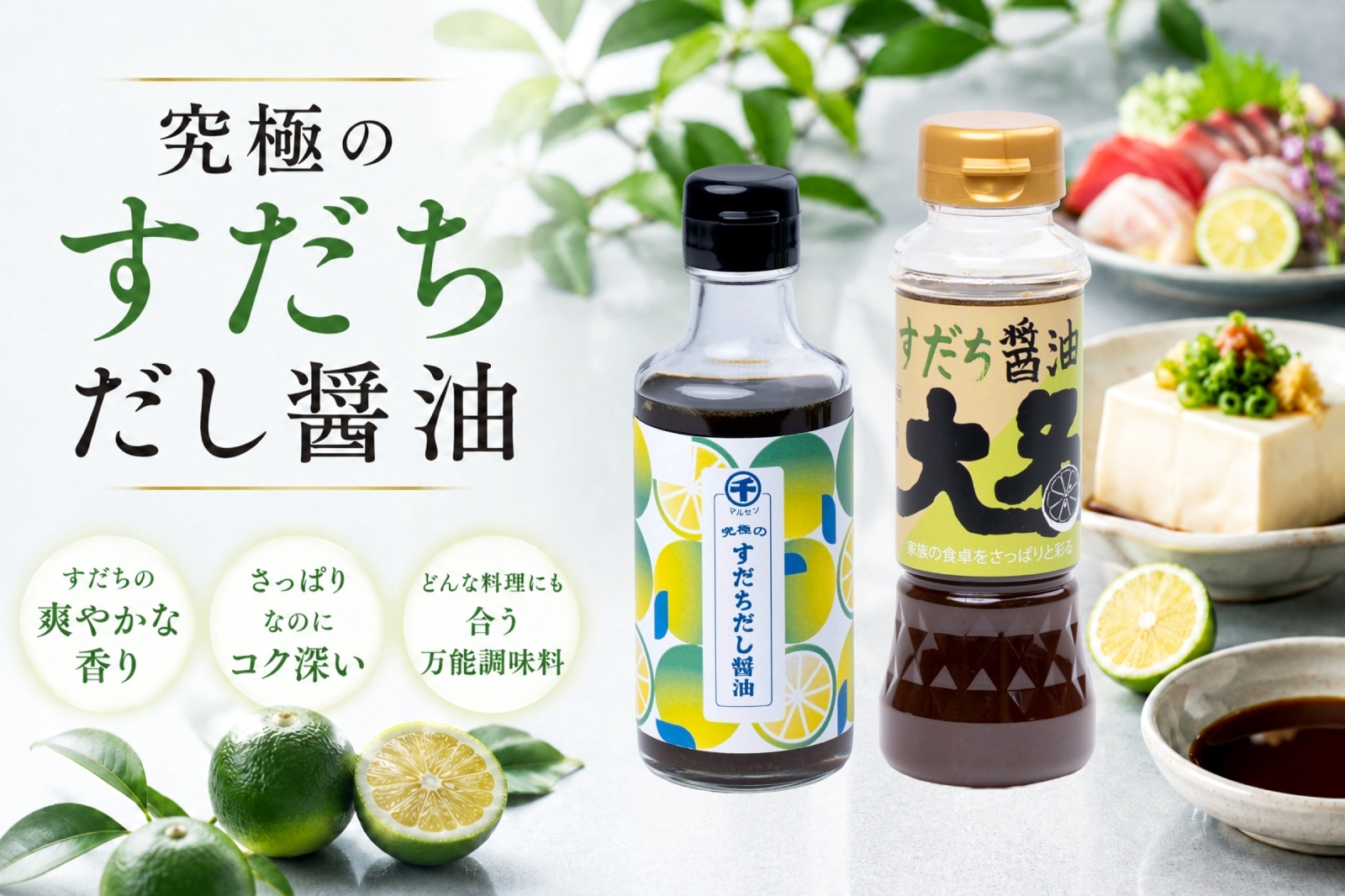 究極のすだちだし醤油 すだちのさわやかな香り さっぱりなのにコク深い どんな料理にも合う万能調味料